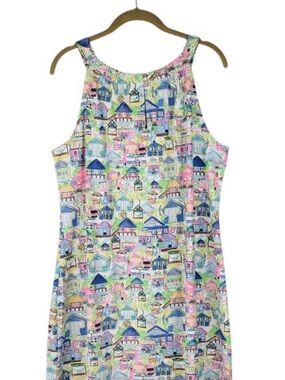 Lulu B Tiki Escape Keyhole Shift Dress Halter Knee Length Womens Size XL